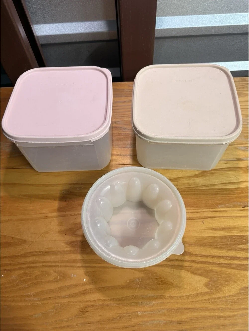 3 Tupperware Modular Mates Rectangular Jello Containers Pink lids VTG